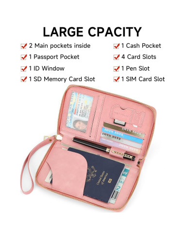 Portafolios de Pasaporte LEEXTON de Cuero con Bloqueo RFID