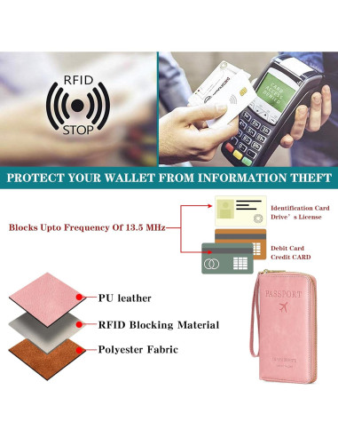 Portafolios de Pasaporte LEEXTON de Cuero con Bloqueo RFID