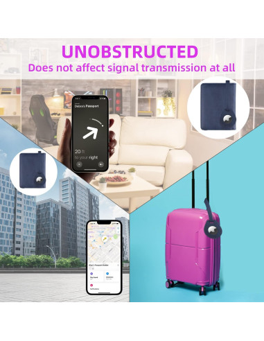 Soporte de Pasaporte WALNEW con Bloqueo RFID y AirTag Azul Marino