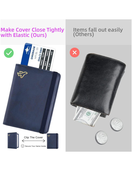 Soporte de Pasaporte WALNEW con Bloqueo RFID y AirTag Azul Marino Soporte de Pasaporte WALNEW con Bloqueo RFID y AirTag Azul Marino