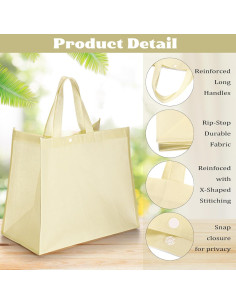 Bolsas de Compras Reutilizables Zhehao 60 Pcs Beige 38x24x33cm 2
