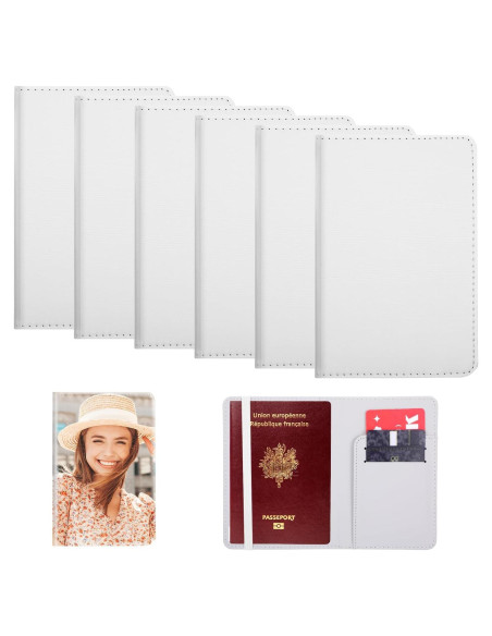 Set de 6 Fundas de Pasaporte de Cuero PU para Sublimación DIY