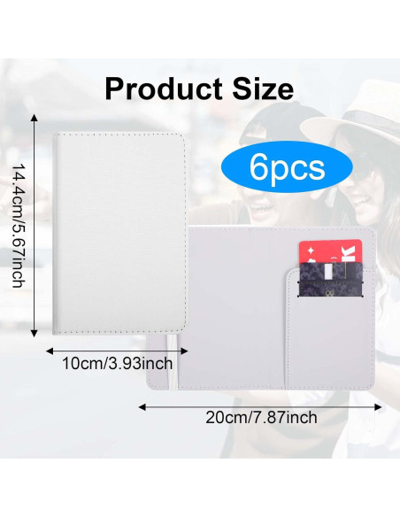 Set de 6 Fundas de Pasaporte de Cuero PU para Sublimación DIY