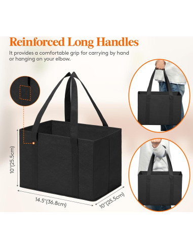 Bolsas de Compras Reutilizables Lifewit 3 Piezas Negras