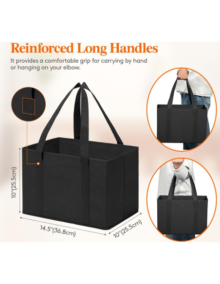 Bolsas de Compras Reutilizables Lifewit 3 Piezas Negras