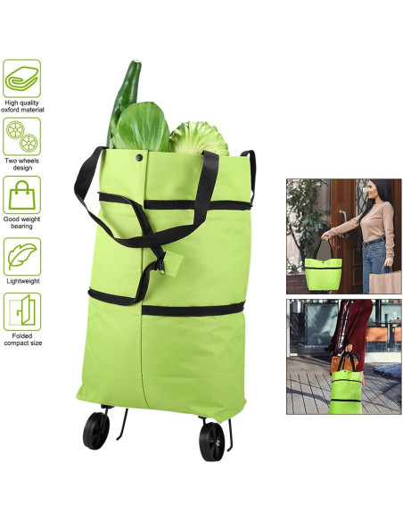 Carrito de Compras Plegable WIMCBLL 30L Impermeable Verde