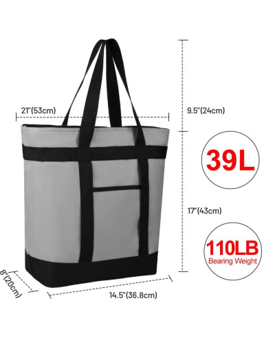 Bolsa Térmica Reutilizable CIVJET 39L Gris para Comida