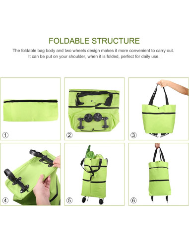 Carrito de Compras Plegable WIMCBLL 30L Impermeable Verde