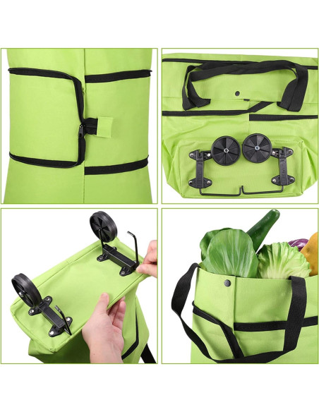 Carrito de Compras Plegable WIMCBLL 30L Impermeable Verde