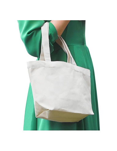 3 Piezas Bolsas de Compras Reutilizables Lona 30x20x10cm Blancas