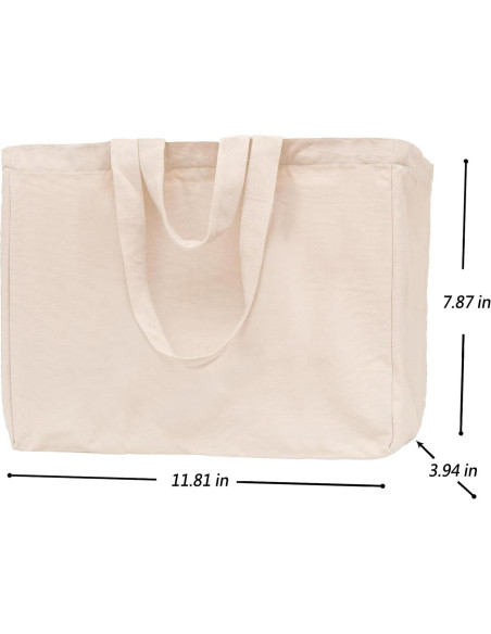 3 Piezas Bolsas de Compras Reutilizables Lona 30x20x10cm Blancas