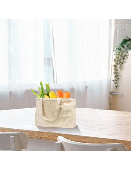 3 Piezas Bolsas de Compras Reutilizables Lona 30x20x10cm Blancas