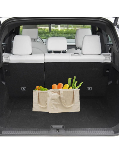 3 Piezas Bolsas de Compras Reutilizables Lona 30x20x10cm Blancas