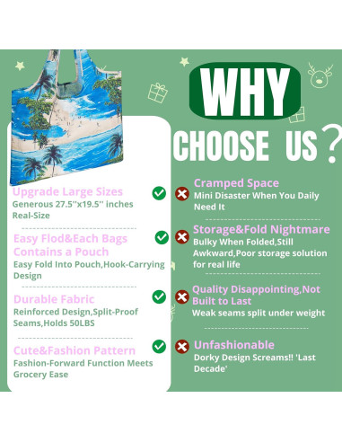 Bolsas de Compras Reutilizables JOVIUMII 6-Pack 25kg Plegables