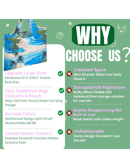 Bolsas de Compras Reutilizables JOVIUMII 6-Pack 25kg Plegables