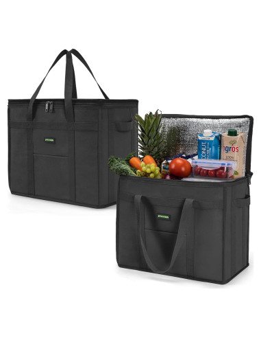 Paquete de 2 Bolsas de Compras Aisladas JUNGYOON XL Negro