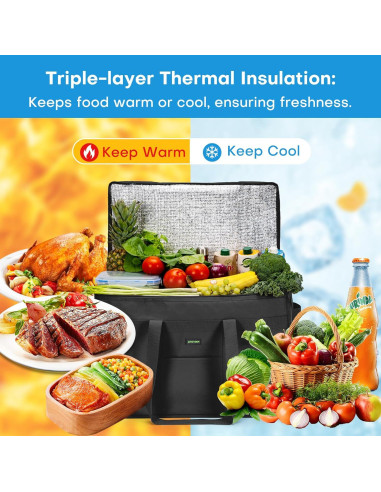 Paquete de 2 Bolsas de Compras Aisladas JUNGYOON XL Negro