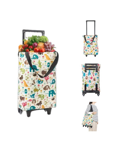 Carrito de Compras Plegable YORJLBK Beige con Ruedas 0.82kg