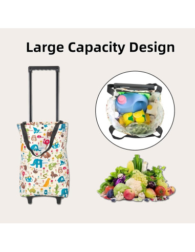 Carrito de Compras Plegable YORJLBK Beige con Ruedas 0.82kg