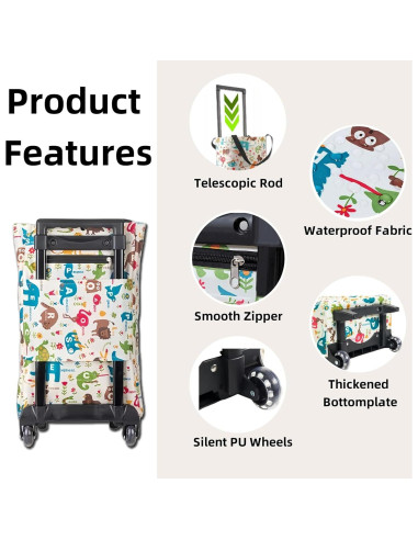 Carrito de Compras Plegable YORJLBK Beige con Ruedas 0.82kg