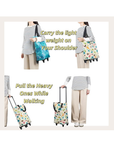 Carrito de Compras Plegable YORJLBK Beige con Ruedas 0.82kg