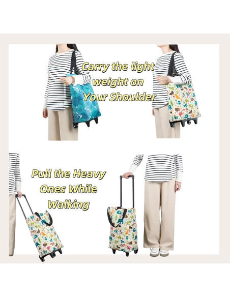 Carrito de Compras Plegable YORJLBK Beige con Ruedas 0.82kg