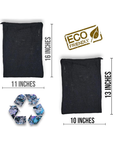 Bolsas de Malla Reutilizables Chilakala - 4 Piezas (2 Grandes, 2 Pequeñas) - Negro