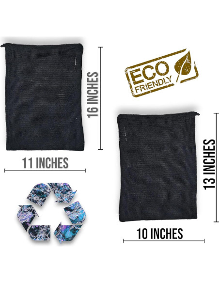 Bolsas de Malla Reutilizables Chilakala - 4 Piezas (2 Grandes, 2 Pequeñas) - Negro