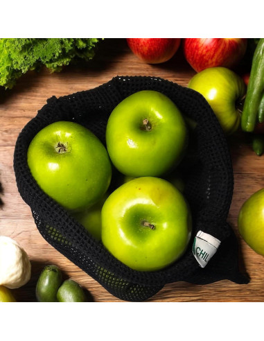 Bolsas de Malla Reutilizables Chilakala - 4 Piezas (2 Grandes, 2 Pequeñas) - Negro