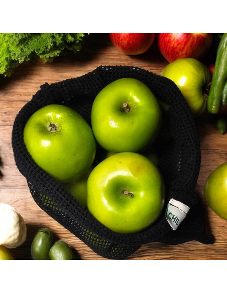 Bolsas de Malla Reutilizables Chilakala - 4 Piezas (2 Grandes, 2 Pequeñas) - Negro