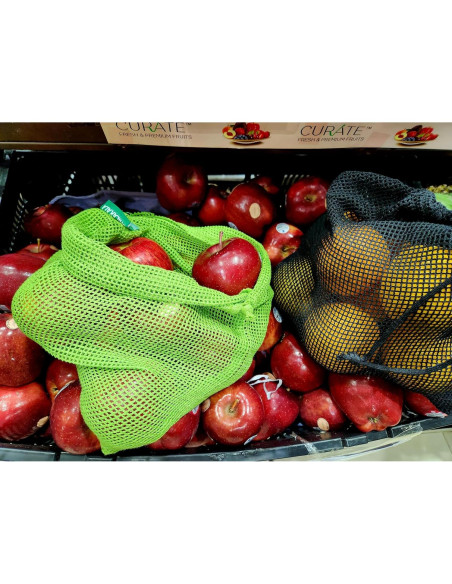 Bolsas de Malla Reutilizables Chilakala - 4 Piezas (2 Grandes, 2 Pequeñas) - Negro