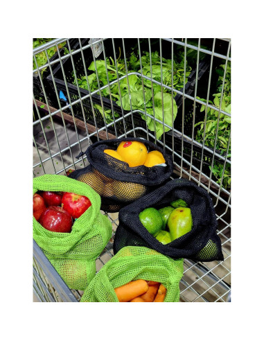 Bolsas de Malla Reutilizables Chilakala - 4 Piezas (2 Grandes, 2 Pequeñas) - Negro