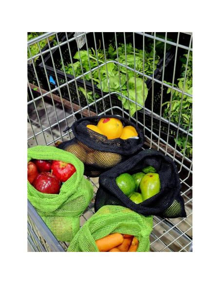 Bolsas de Malla Reutilizables Chilakala - 4 Piezas (2 Grandes, 2 Pequeñas) - Negro