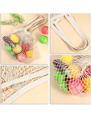 2 Bolsas de Compras de Malla Beige YQQYG 50x35 cm Reutilizables