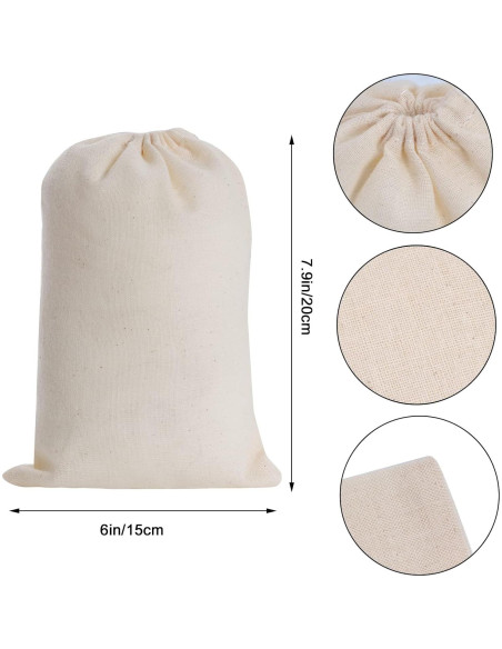 Bolsas de Algodón Reutilizables Tayfremn 50 Pcs 15.2x20.1 cm Bolsas de Algodón Reutilizables Tayfremn 50 Pcs 15.2x20.1 cm