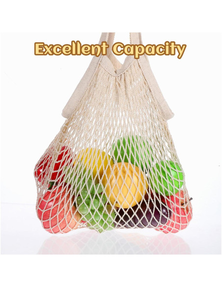 2 Bolsas de Compras de Malla Beige YQQYG 50x35 cm Reutilizables