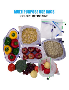 Paquete de 12 Bolsas de Malla Reutilizables Cosmiic Greens 2