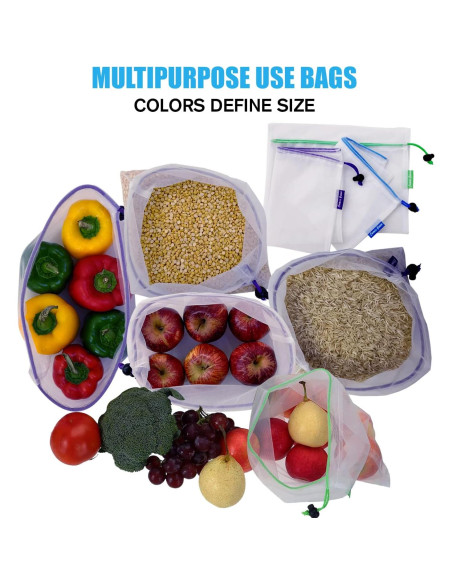 Paquete de 12 Bolsas de Malla Reutilizables Cosmiic Greens