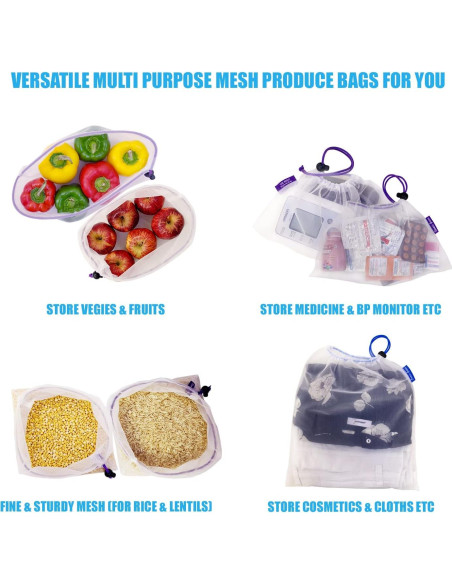 Paquete de 12 Bolsas de Malla Reutilizables Cosmiic Greens