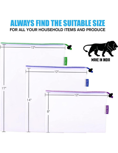 Paquete de 12 Bolsas de Malla Reutilizables Cosmiic Greens