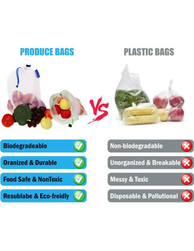 Paquete de 12 Bolsas de Malla Reutilizables Cosmiic Greens