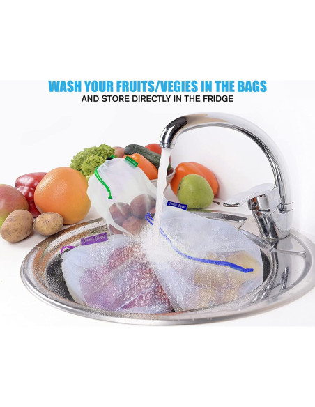 Paquete de 12 Bolsas de Malla Reutilizables Cosmiic Greens