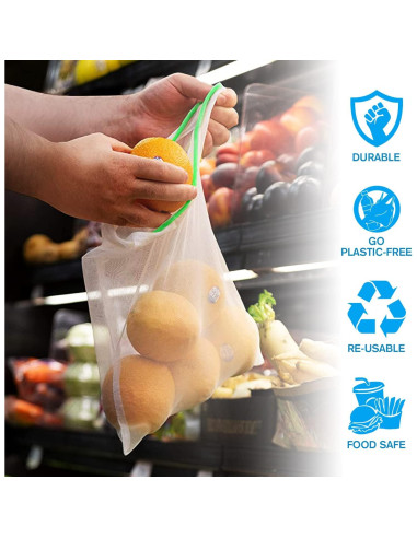 Paquete de 12 Bolsas de Malla Reutilizables Cosmiic Greens