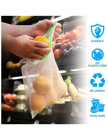 Paquete de 12 Bolsas de Malla Reutilizables Cosmiic Greens