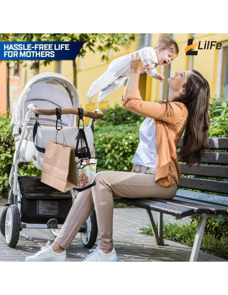 Ganchos para Carriola 6 Pcs Nylon Negro ABC-123 Duraderos