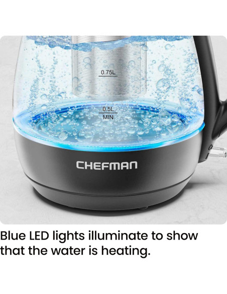 Hervidor Eléctrico Chefman 1L 1500W con Infusor de Té
