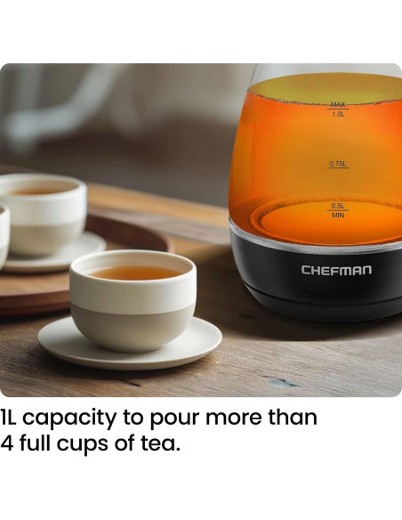 Hervidor Eléctrico Chefman 1L 1500W con Infusor de Té
