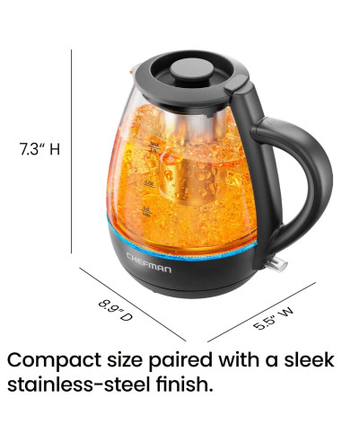 Hervidor Eléctrico Chefman 1L 1500W con Infusor de Té