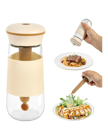 Salero 2-en-1 LUTITASD de vidrio sin BPA, 300g, blanco