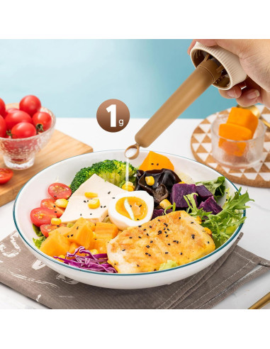 Salero 2-en-1 LUTITASD de vidrio sin BPA, 300g, blanco